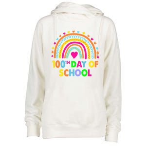 Happy 100th Day Of School Teacher Rainbow 100 Days Smarter Great Gift Womens Funnel Neck Pullover Hood