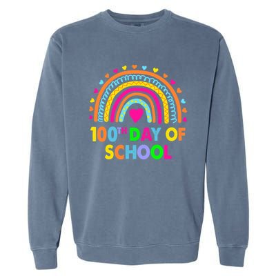 Happy 100th Day Of School Teacher Rainbow 100 Days Smarter Great Gift Garment-Dyed Sweatshirt