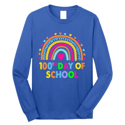 Happy 100th Day Of School Teacher Rainbow 100 Days Smarter Great Gift Long Sleeve Shirt