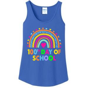 Happy 100th Day Of School Teacher Rainbow 100 Days Smarter Great Gift Ladies Essential Tank