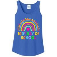 Happy 100th Day Of School Teacher Rainbow 100 Days Smarter Great Gift Ladies Essential Tank