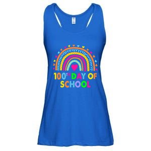 Happy 100th Day Of School Teacher Rainbow 100 Days Smarter Great Gift Ladies Essential Flowy Tank