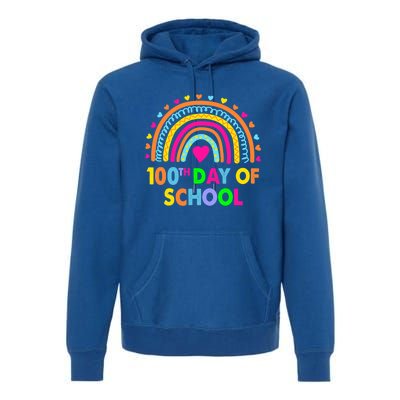 Happy 100th Day Of School Teacher Rainbow 100 Days Smarter Great Gift Premium Hoodie