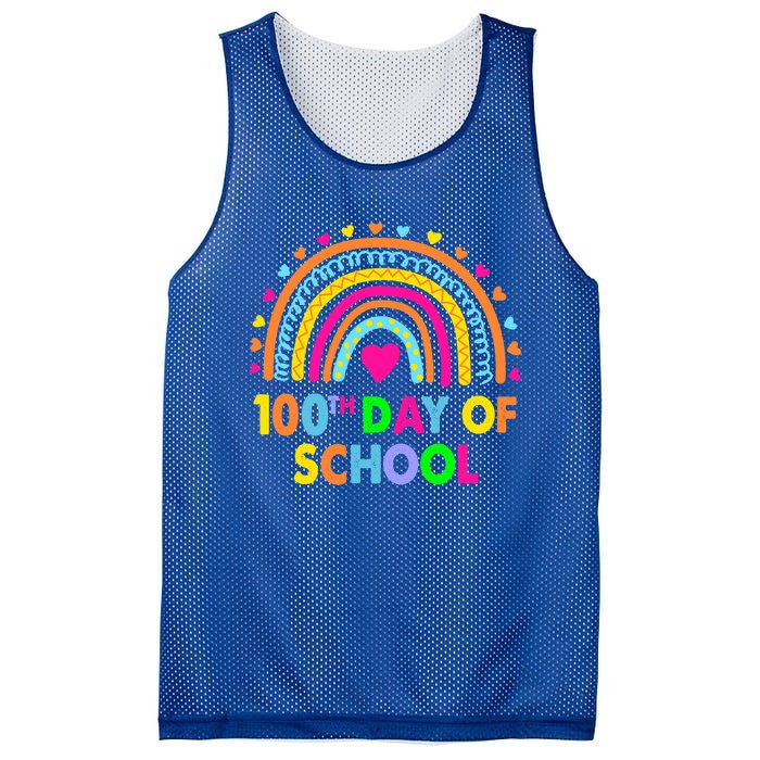 Happy 100th Day Of School Teacher Rainbow 100 Days Smarter Great Gift Mesh Reversible Basketball Jersey Tank