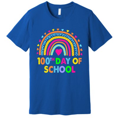 Happy 100th Day Of School Teacher Rainbow 100 Days Smarter Great Gift Premium T-Shirt