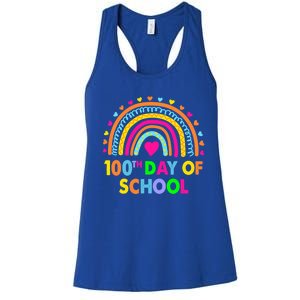 Happy 100th Day Of School Teacher Rainbow 100 Days Smarter Great Gift Women's Racerback Tank