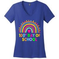 Happy 100th Day Of School Teacher Rainbow 100 Days Smarter Great Gift Women's V-Neck T-Shirt