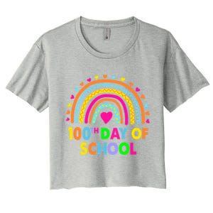 Happy 100th Day Of School Teacher Rainbow 100 Days Smarter Great Gift Women's Crop Top Tee