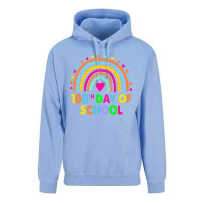 Happy 100th Day Of School Teacher Rainbow 100 Days Smarter Great Gift Unisex Surf Hoodie