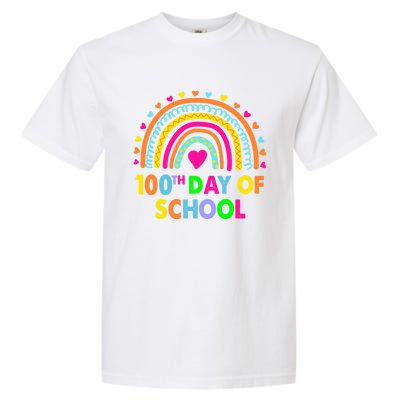 Happy 100th Day Of School Teacher Rainbow 100 Days Smarter Great Gift Garment-Dyed Heavyweight T-Shirt