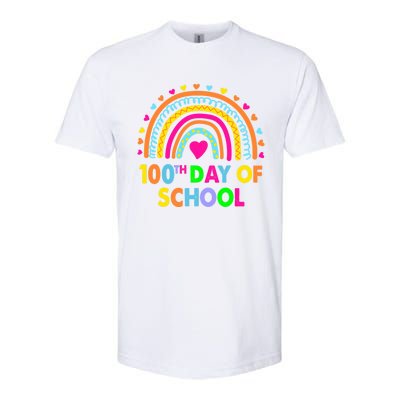 Happy 100th Day Of School Teacher Rainbow 100 Days Smarter Great Gift Softstyle CVC T-Shirt