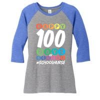 Happy 100 Days Of School School Nurse Meaningful Gift Women's Tri-Blend 3/4-Sleeve Raglan Shirt