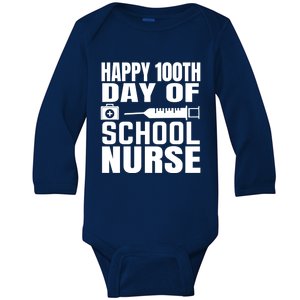 Happy 100th Day Of School Nurse Great Gift Baby Long Sleeve Bodysuit