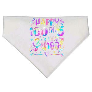 Happy 100th Day Of School Tie Dye Rainbow 100 Days Smarter USA-Made Doggie Bandana