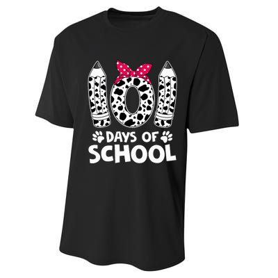 Happy 101 Days Of School Funny Student Teacher Dalmatian Design Performance Sprint T-Shirt