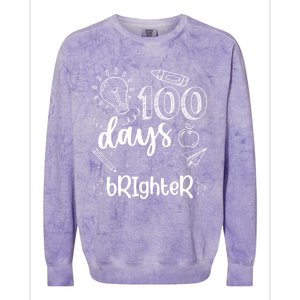 Happy 100th Day Of School Teacher Student 100 Days Brighter Great Gift Colorblast Crewneck Sweatshirt