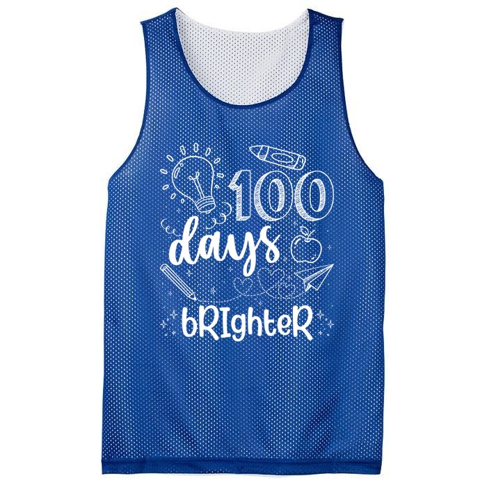 Happy 100th Day Of School Teacher Student 100 Days Brighter Great Gift Mesh Reversible Basketball Jersey Tank