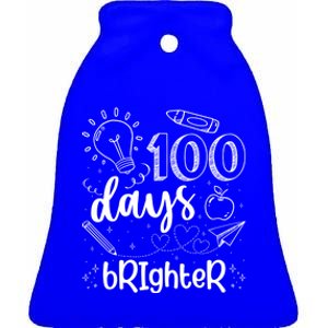 Happy 100th Day Of School Teacher Student 100 Days Brighter Great Gift Ceramic Bell Ornament