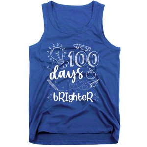 Happy 100th Day Of School Teacher Student 100 Days Brighter Great Gift Tank Top