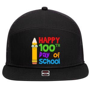 Happy 100th Day Of School Cute 7 Panel Mesh Trucker Snapback Hat