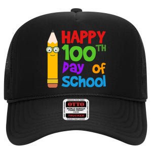 Happy 100th Day Of School Cute High Crown Mesh Back Trucker Hat