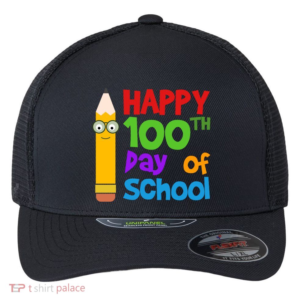 Happy 100th Day Of School Cute Flexfit Unipanel Trucker Cap