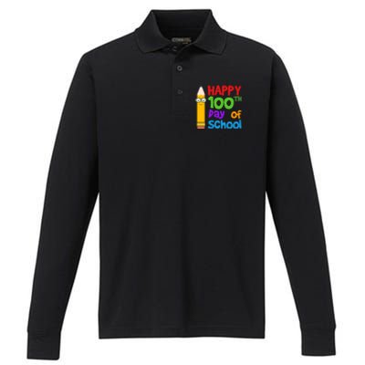 Happy 100th Day Of School Cute Performance Long Sleeve Polo