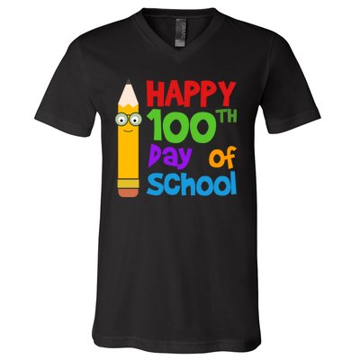 Happy 100th Day Of School Cute V-Neck T-Shirt