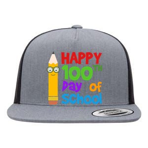 Happy 100th Day Of School Cute Flat Bill Trucker Hat