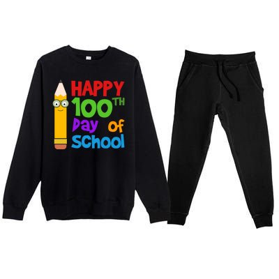 Happy 100th Day Of School Cute Premium Crewneck Sweatsuit Set