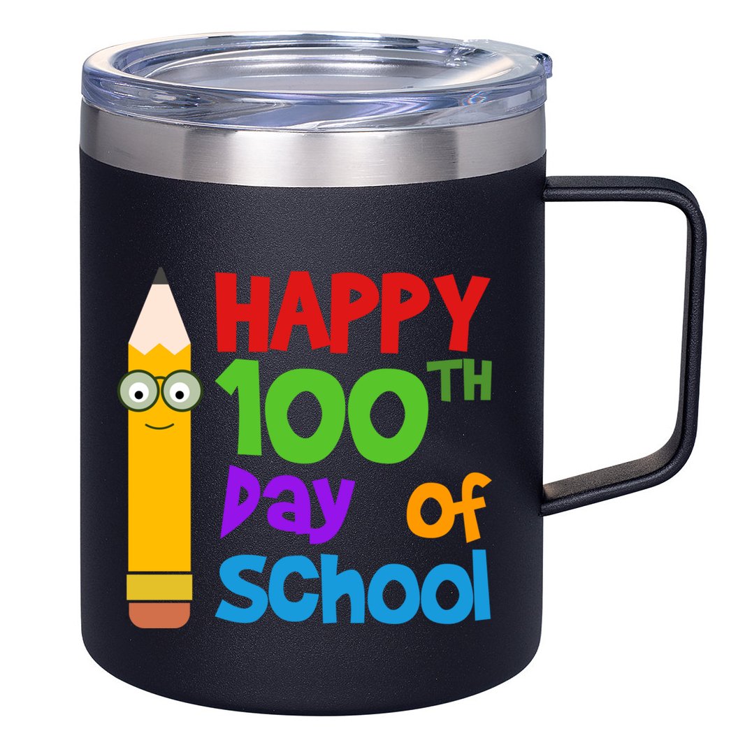 Happy 100th Day Of School Cute 12oz Stainless Steel Coffee Mug
