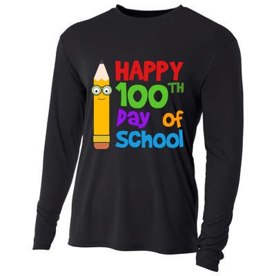 Happy 100th Day Of School Cute Cooling Performance Long Sleeve Crew