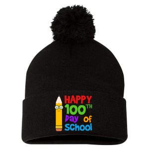 Happy 100th Day Of School Cute Pom Pom 12in Knit Beanie