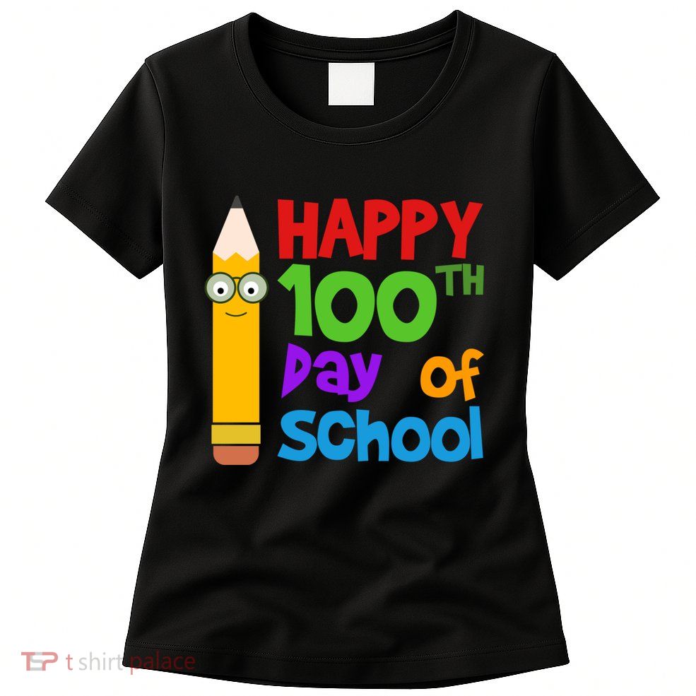 Happy 100th Day Of School Cute Womens T-Shirt