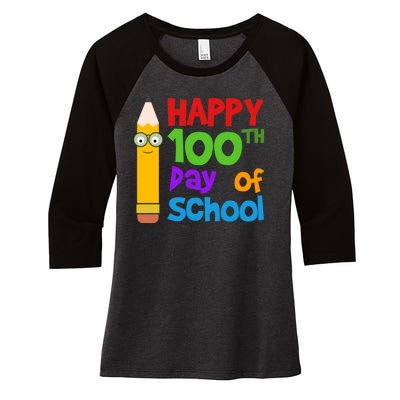 Happy 100th Day Of School Cute Women's Tri-Blend 3/4-Sleeve Raglan Shirt