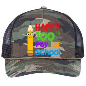 Happy 100th Day Of School Cute Retro Rope Trucker Hat Cap