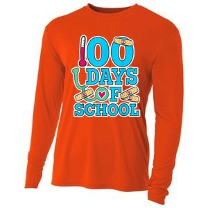 Happy 100th Day Of School Nurses 100 Days Of School Cute Gift Cooling Performance Long Sleeve Crew