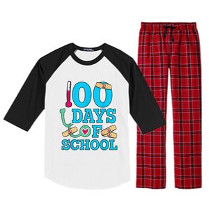 Happy 100th Day Of School Nurses 100 Days Of School Cute Gift Raglan Sleeve Pajama Set