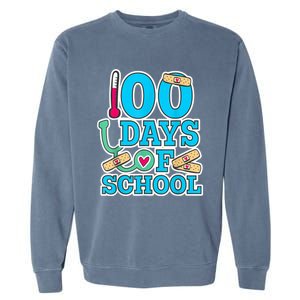 Happy 100th Day Of School Nurses 100 Days Of School Cute Gift Garment-Dyed Sweatshirt