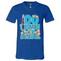 Happy 100th Day Of School Nurses 100 Days Of School Cute Gift V-Neck T-Shirt