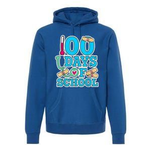 Happy 100th Day Of School Nurses 100 Days Of School Cute Gift Premium Hoodie