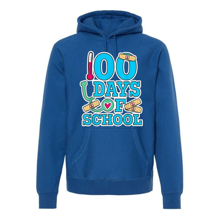 Happy 100th Day Of School Nurses 100 Days Of School Cute Gift Premium Hoodie