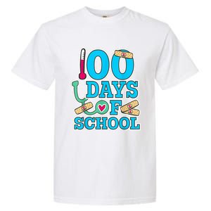 Happy 100th Day Of School Nurses 100 Days Of School Cute Gift Garment-Dyed Heavyweight T-Shirt