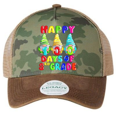 Happy 100th Day Of School Third 3rd Grade Gnome Teacher Cool Gift Legacy Tie Dye Trucker Hat