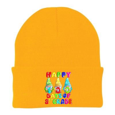 Happy 100th Day Of School Third 3rd Grade Gnome Teacher Cool Gift Knit Cap Winter Beanie