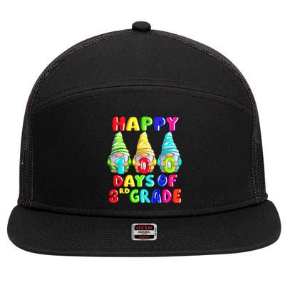 Happy 100th Day Of School Third 3rd Grade Gnome Teacher Cool Gift 7 Panel Mesh Trucker Snapback Hat