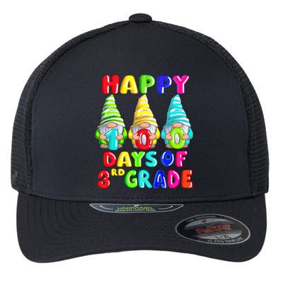 Happy 100th Day Of School Third 3rd Grade Gnome Teacher Cool Gift Flexfit Unipanel Trucker Cap