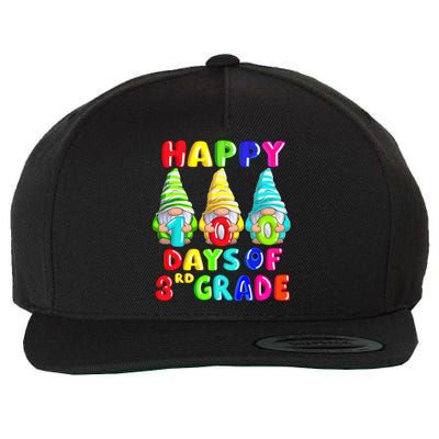 Happy 100th Day Of School Third 3rd Grade Gnome Teacher Cool Gift Wool Snapback Cap