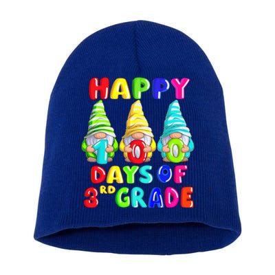 Happy 100th Day Of School Third 3rd Grade Gnome Teacher Cool Gift Short Acrylic Beanie