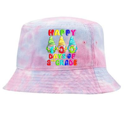 Happy 100th Day Of School Third 3rd Grade Gnome Teacher Cool Gift Tie-Dyed Bucket Hat